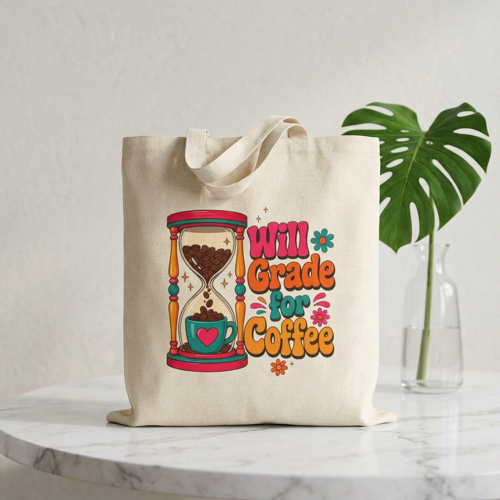 Will Grade for Coffee Retro - Canvas Tote Bag