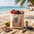 Collect Moments Not Papers - Tropical Travel Canvas Tote