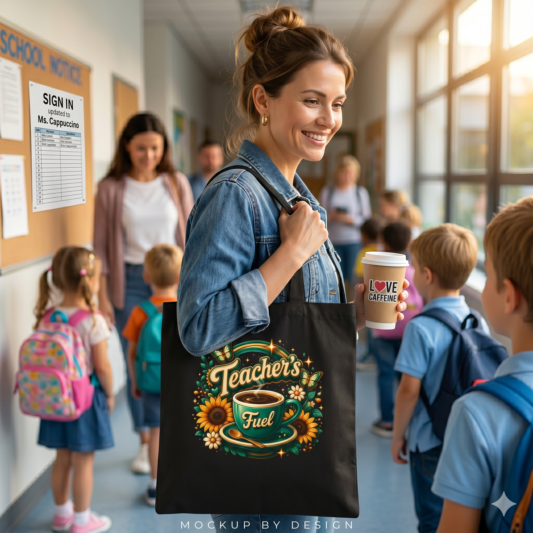 Teacher's Fuel Coffee and Sunflower - Canvas Tote Bag
