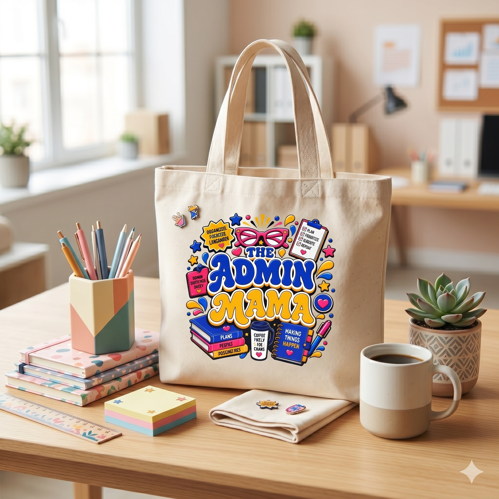 Admin Mama – Funny Office Administrator Gift - Canvas Tote Bag