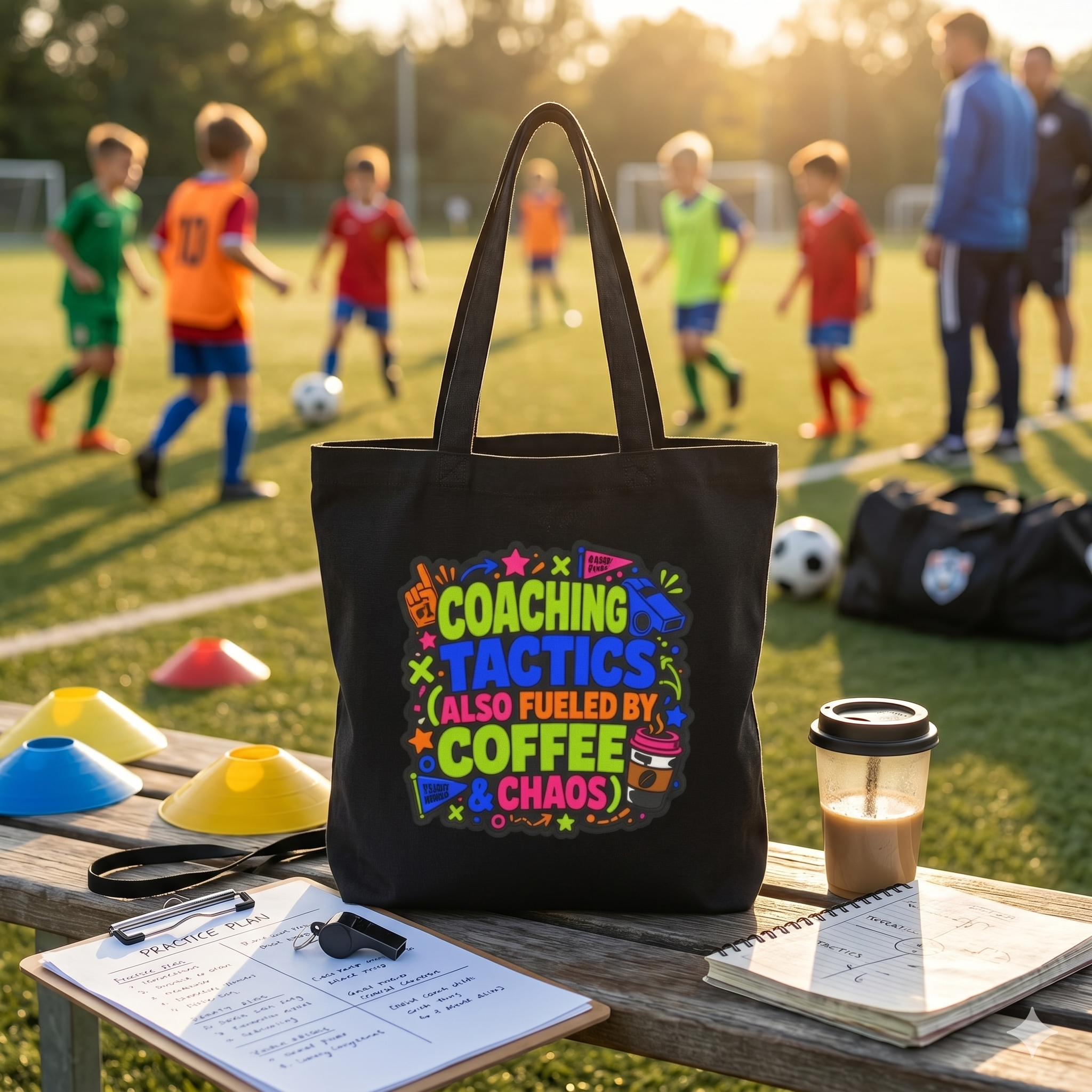 Coaching Tactics Fueled by Coffee and Chaos - Canvas Tote
