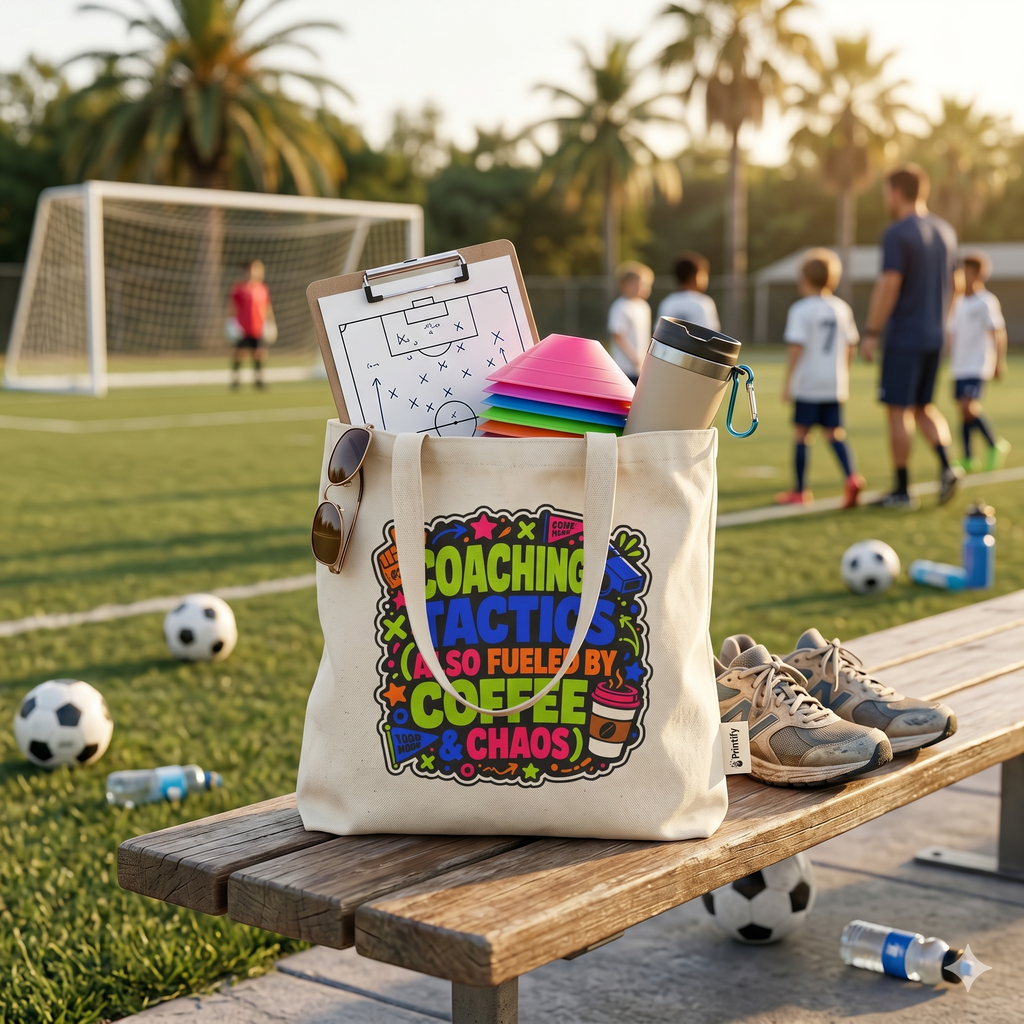 Coaching Tactics Fueled by Coffee and Chaos - Canvas Tote
