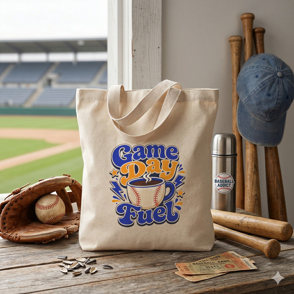 Game Day Fuel Coffee and Baseball Fan - Canvas Tote Bag