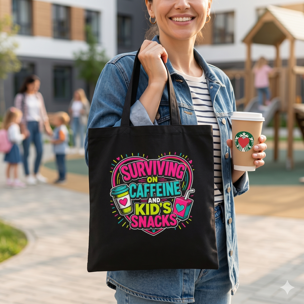 Surviving on Caffeine and Kid's Snacks - Canvas Tote Bag