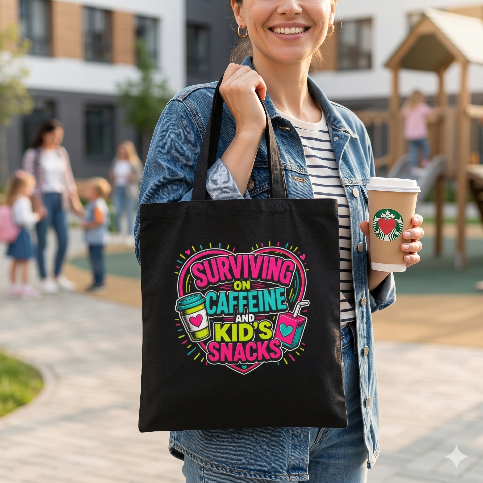 Surviving on Caffeine and Kid's Snacks - Canvas Tote Bag