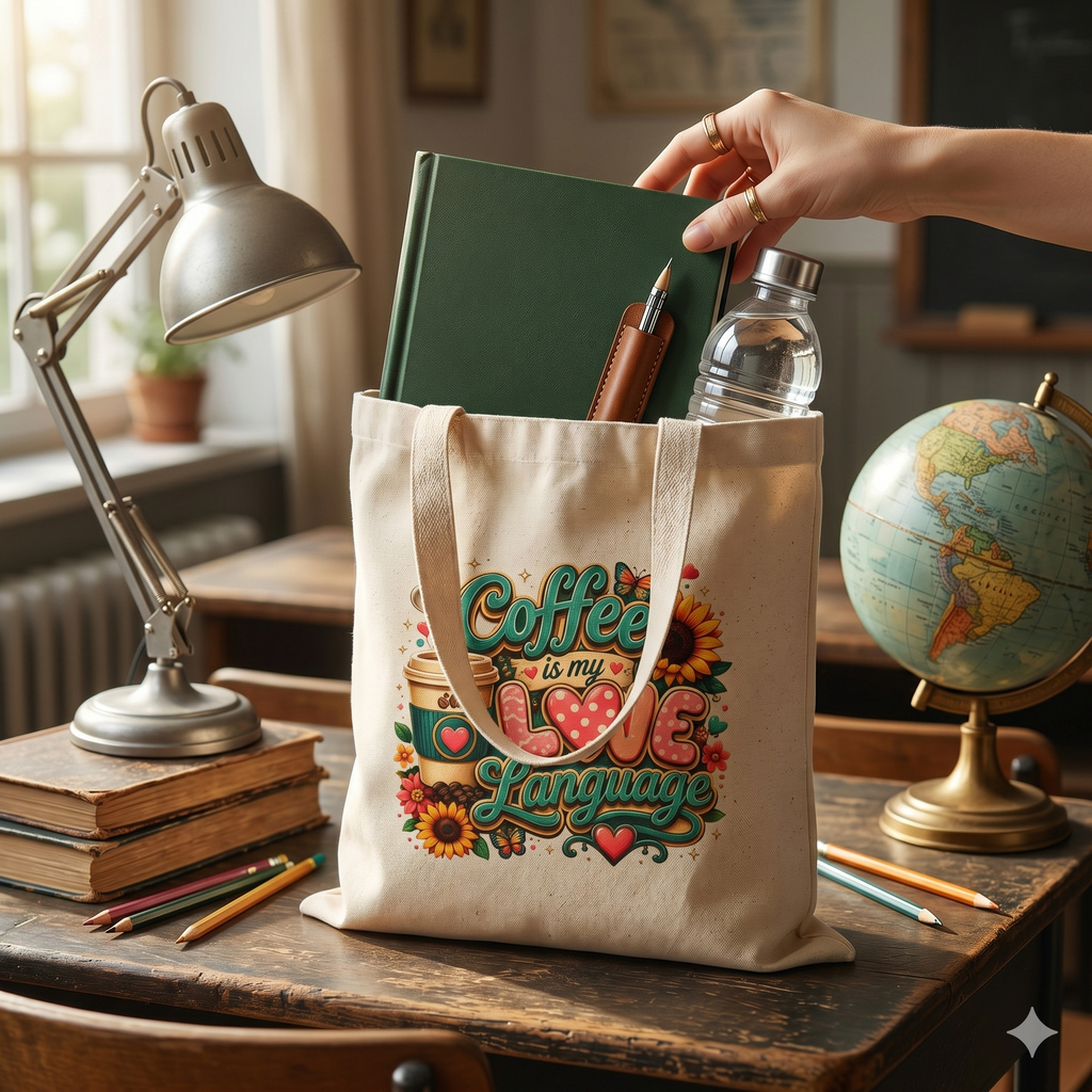 Coffee Is My Love Language - Coffee Lover Grocery Canvas Tote