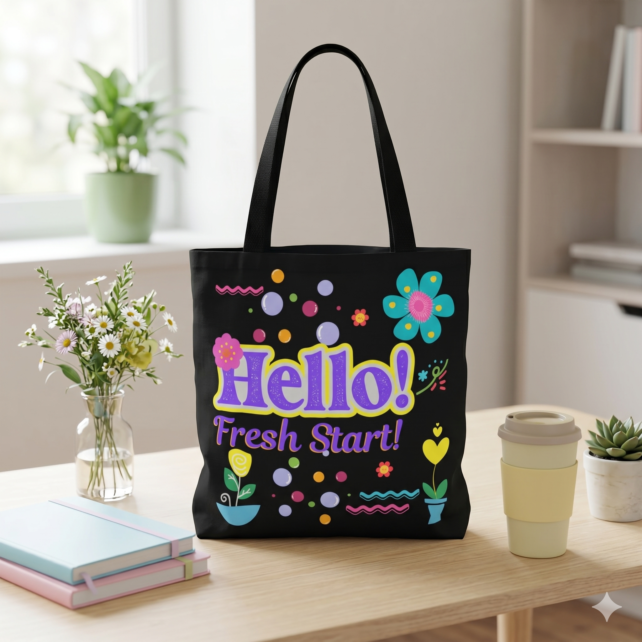 Hello Fresh Start / You've Got This" Retro Two-Sided Tote Bag