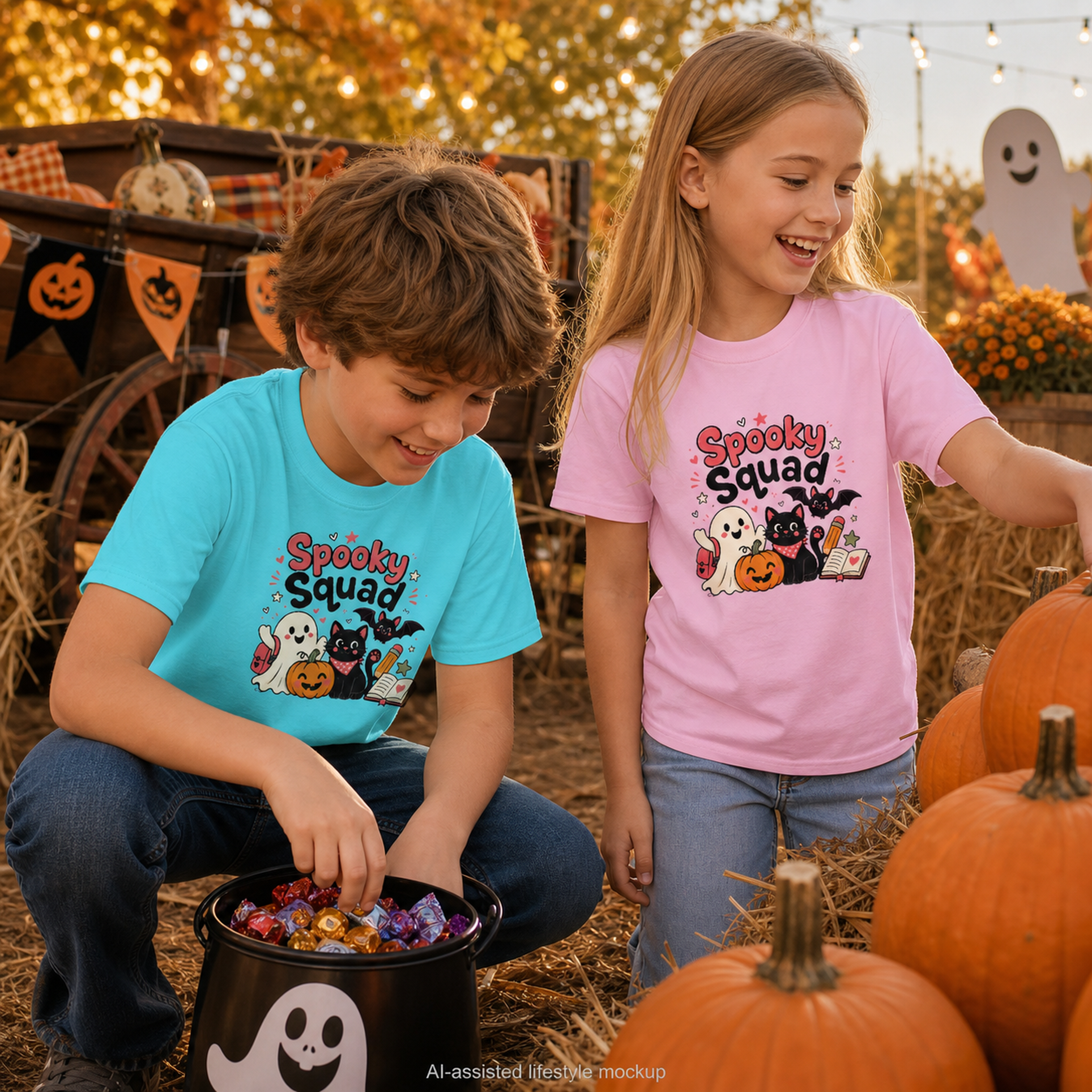 Spooky Squad Youth Retro Tee 🎃👻