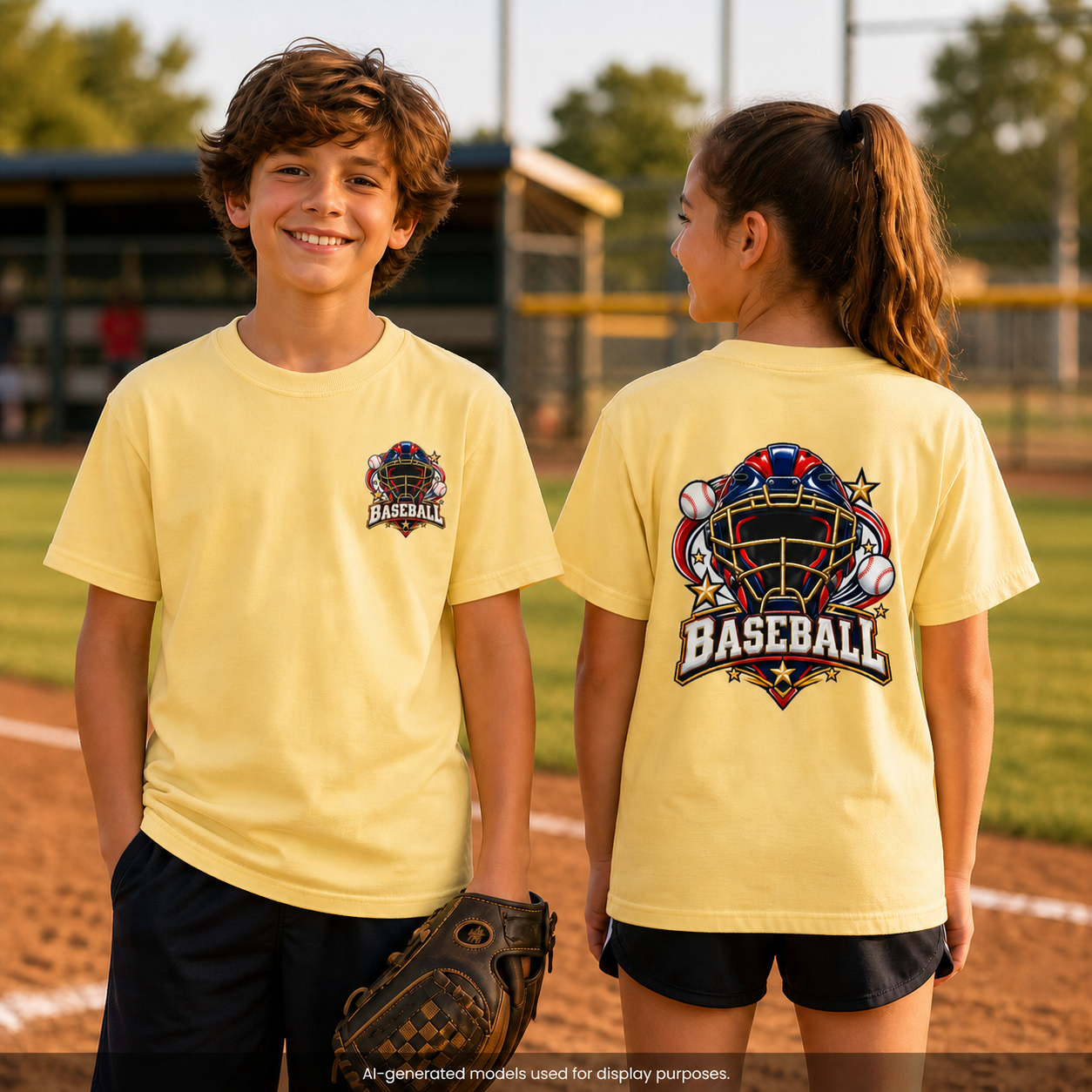Baseball Catcher Mask Youth Tee — Patriotic Baseball Graphic T‑Shirt  ⚾