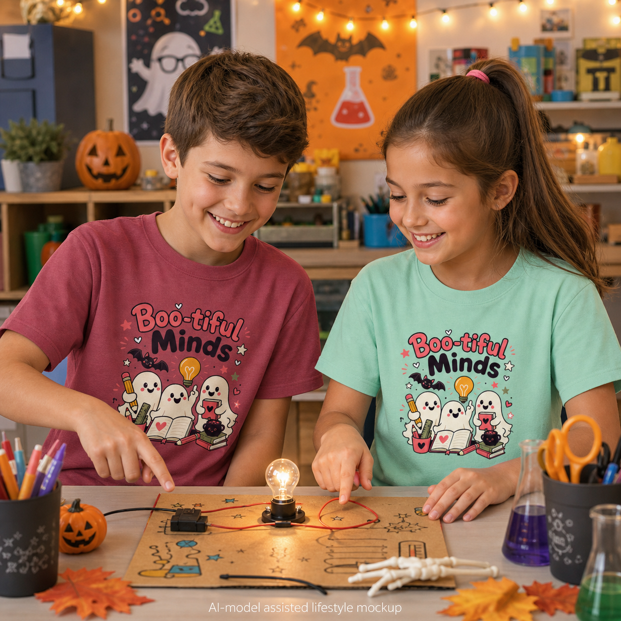 Boo-tiful Minds Youth Halloween Learning Tee 👻💡