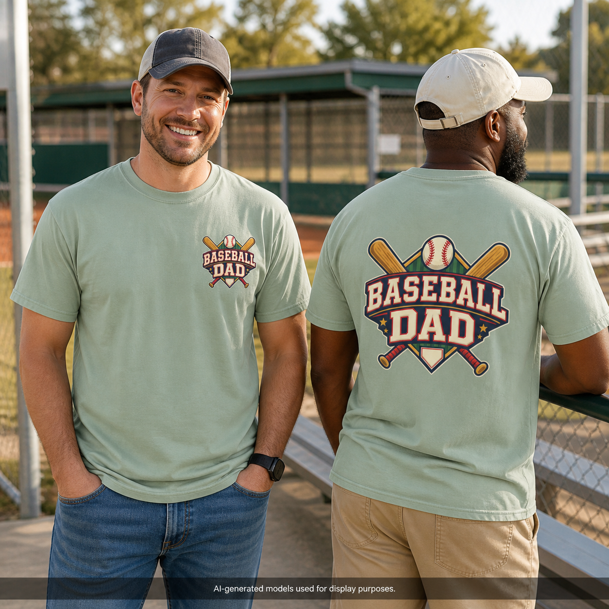 Vintage Baseball Dad Comfort Colors® Front and Back Tee ⚾