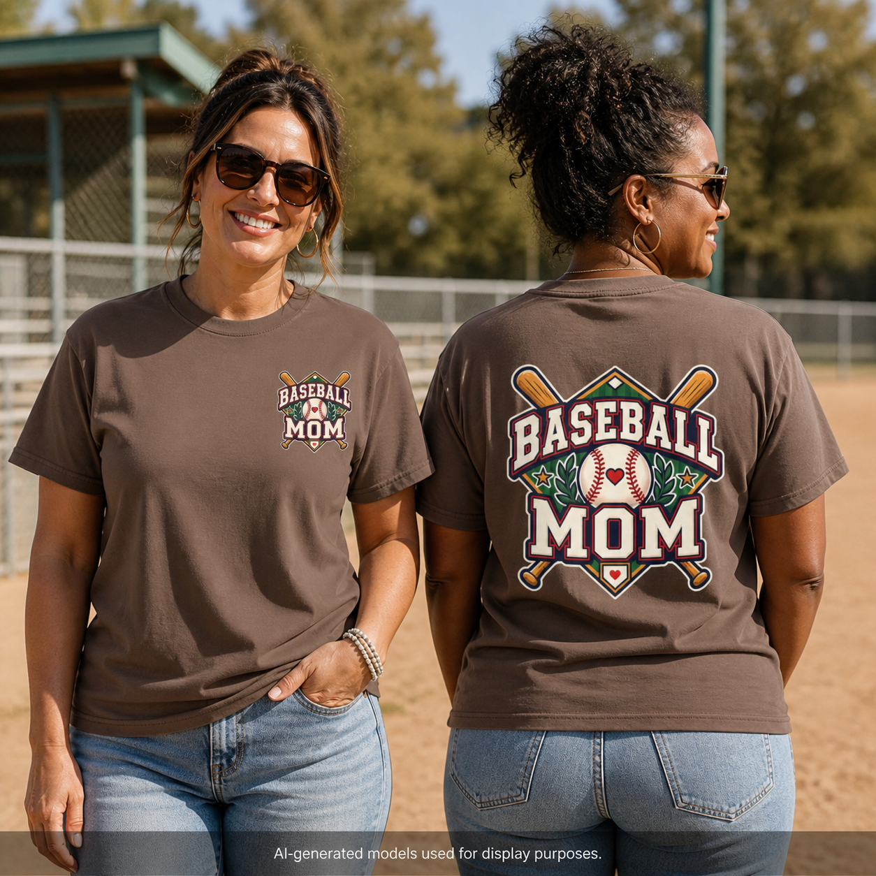 Vintage Baseball Mom Comfort Colors® Front and Back Tee ⚾️