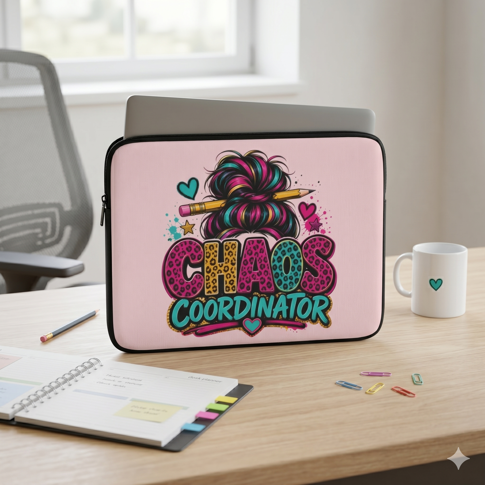 Chaos Coordinator - Pastel Blush Pink Laptop and iPad Sleeve