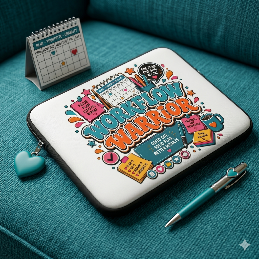 Workflow Warrior - Cute Productivity Organizer Laptop and iPad Sleeve