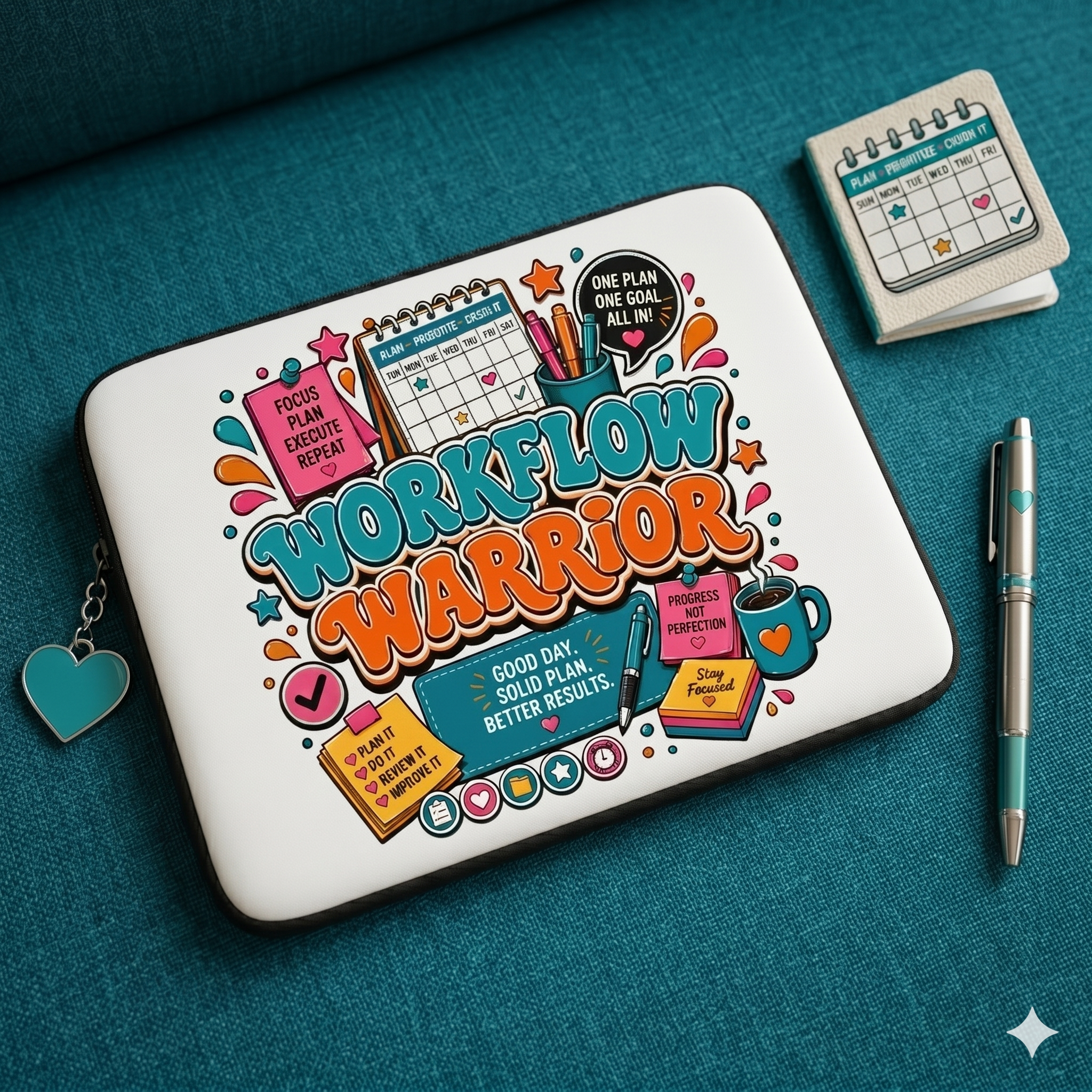 Workflow Warrior - Cute Productivity Organizer Laptop and iPad Sleeve