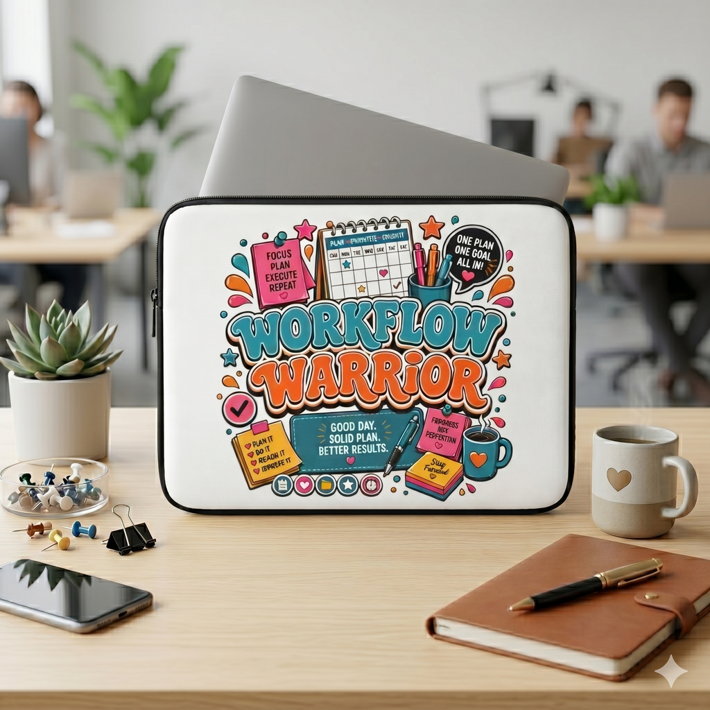 Workflow Warrior - Cute Productivity Organizer Laptop and iPad Sleeve