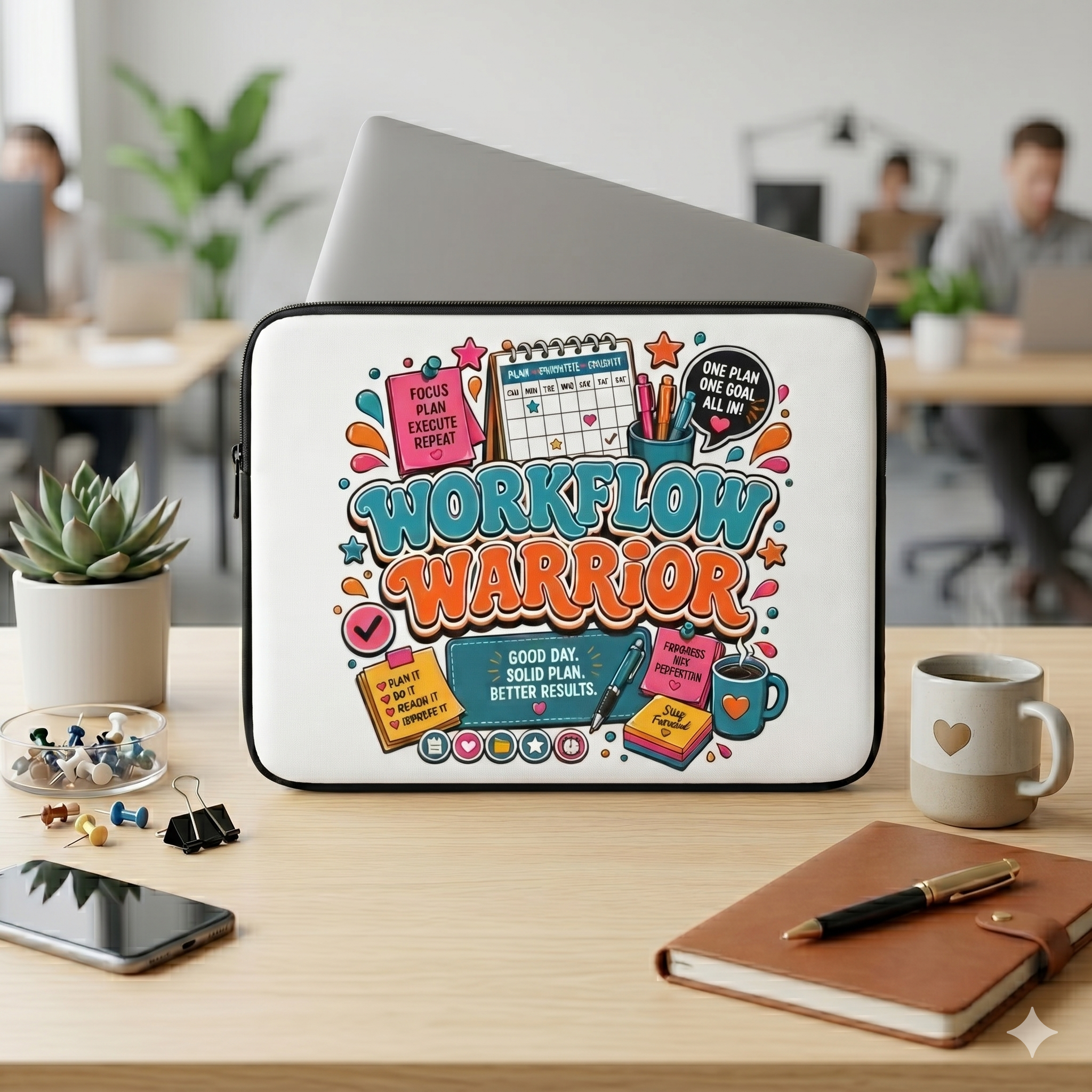 Workflow Warrior - Cute Productivity Organizer Laptop and iPad Sleeve