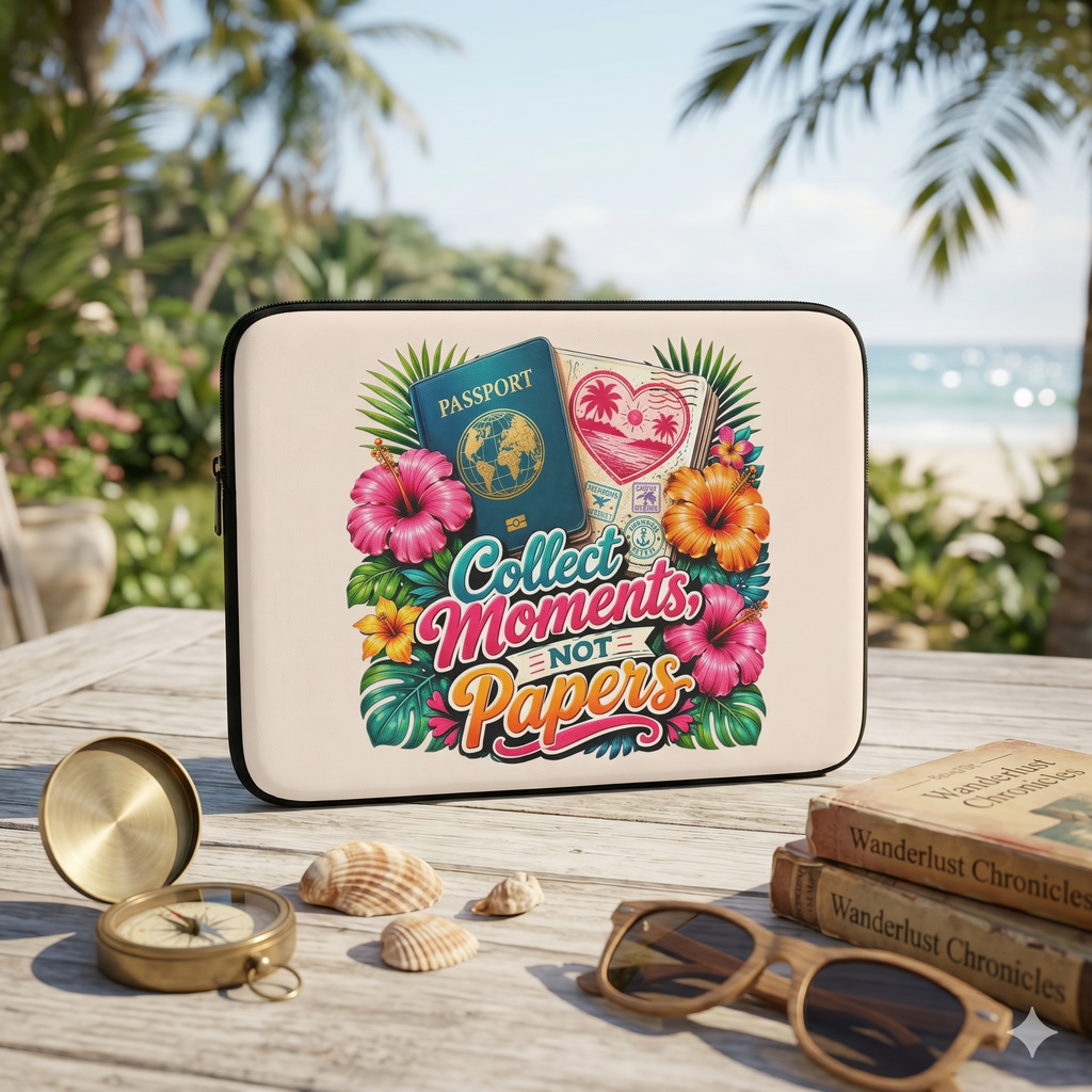 Collect Moments, Not Papers - Sunkissed Peach Laptop and iPad Sleeve