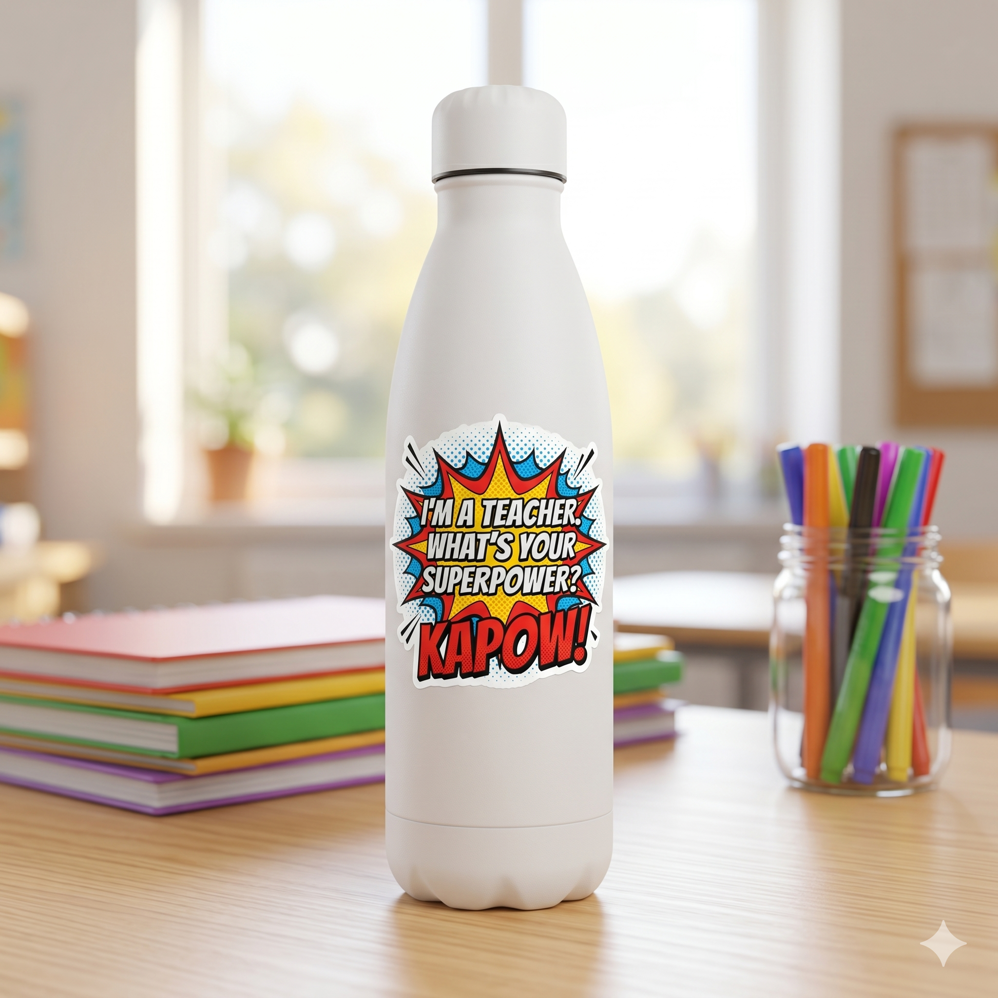 Teacher Superpower Retro Comic Book Die-Cut Decal Vinyl Sticker