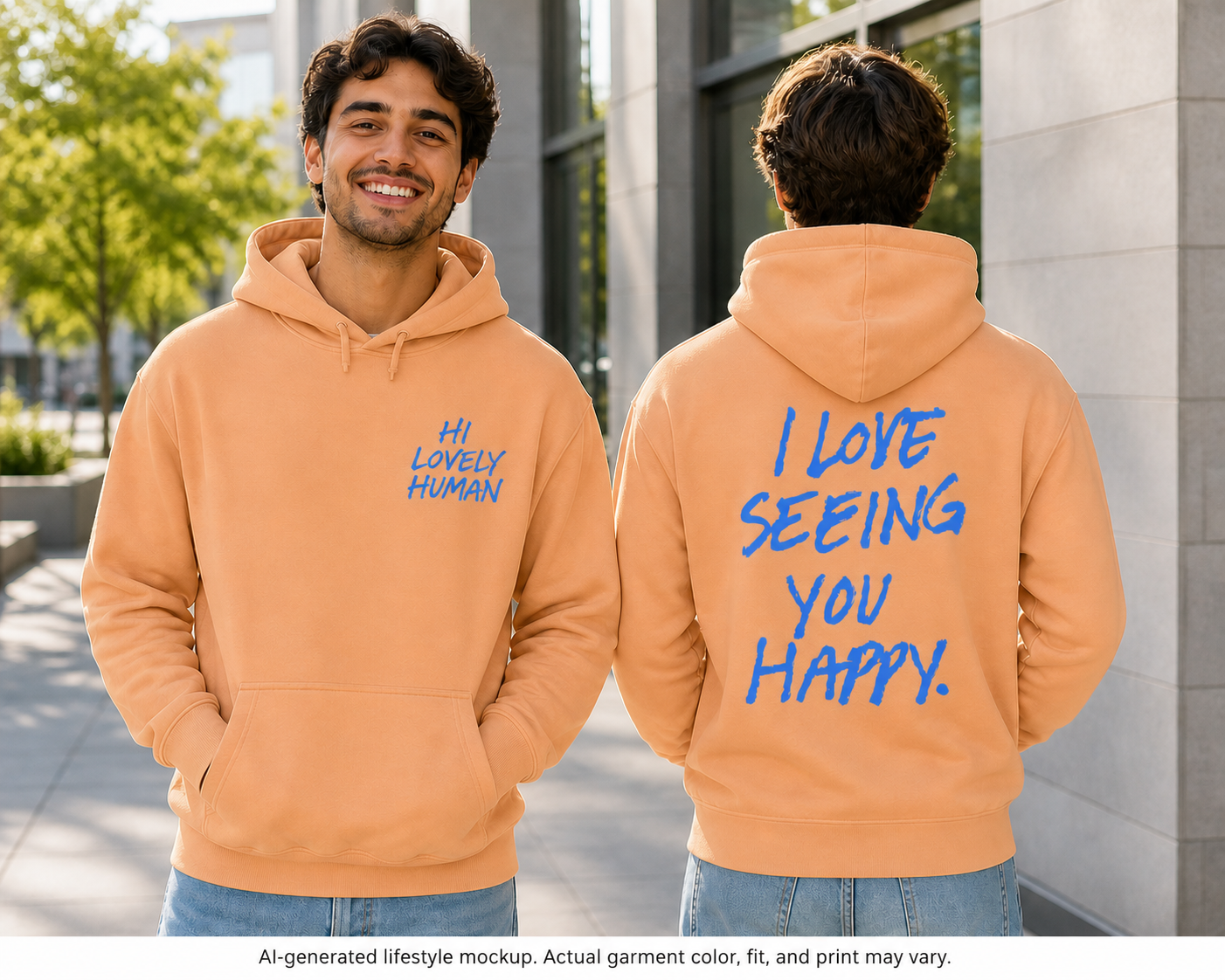 Hi Lovely Human Hoodie — "I Love Seeing You Happy" Cozy Positive Message Hoodie