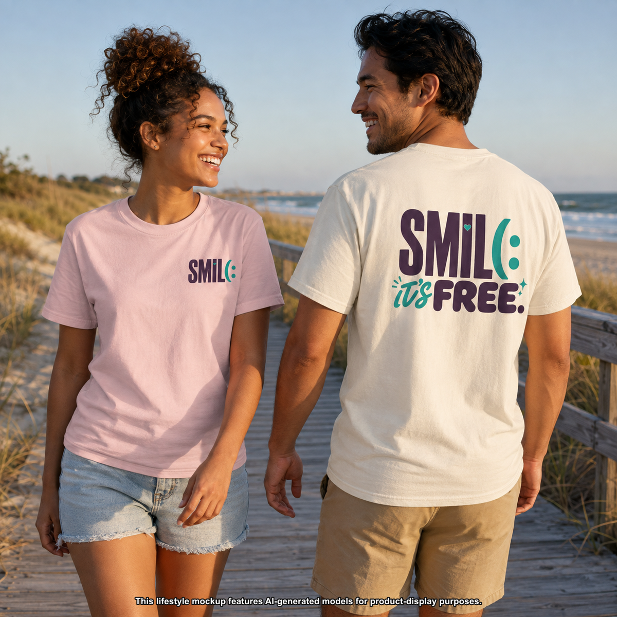SMILE IT’S FREE! Front and Back Garment-Dyed Tee