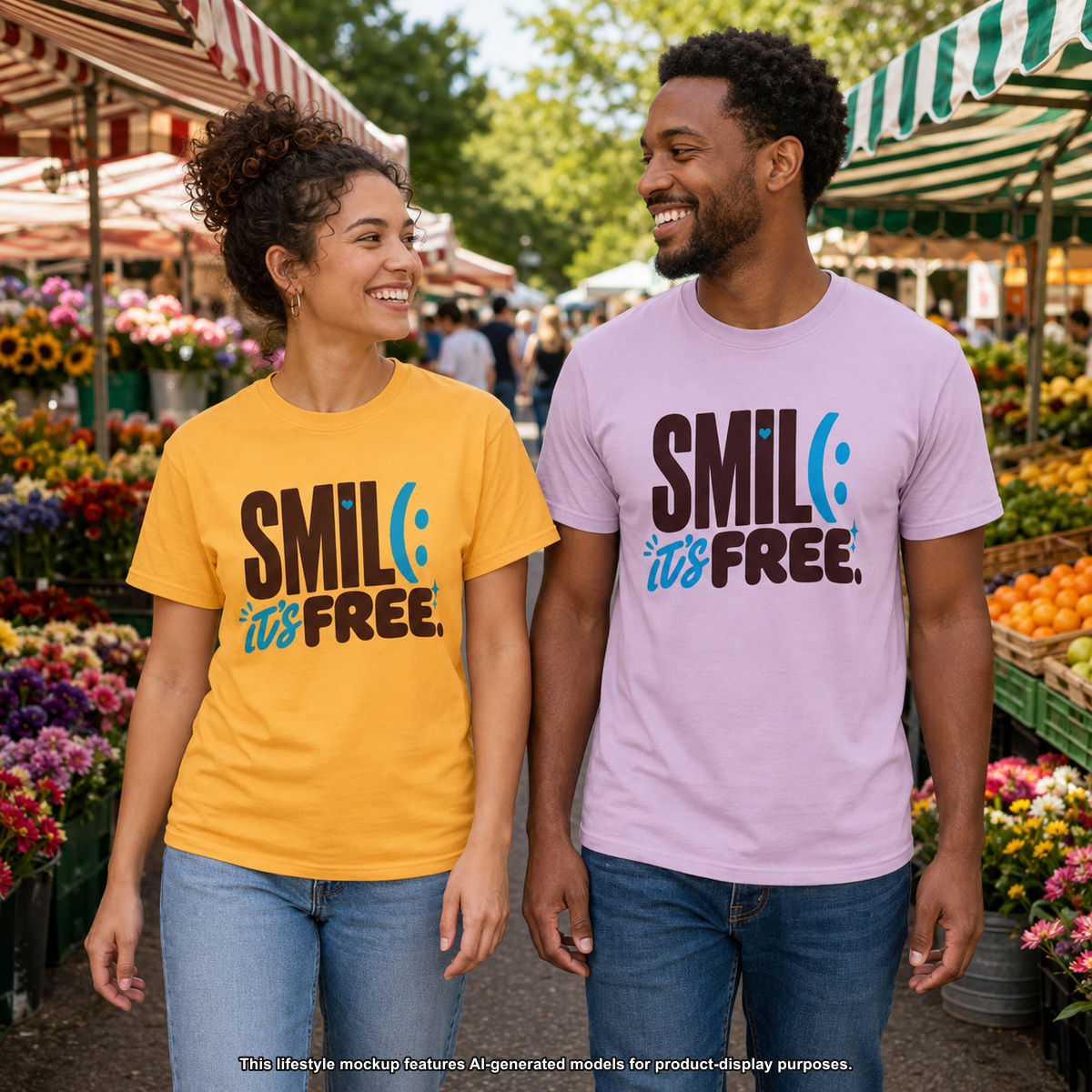 SMILE IT’S FREE! Garment-Dyed Graphic Tee
