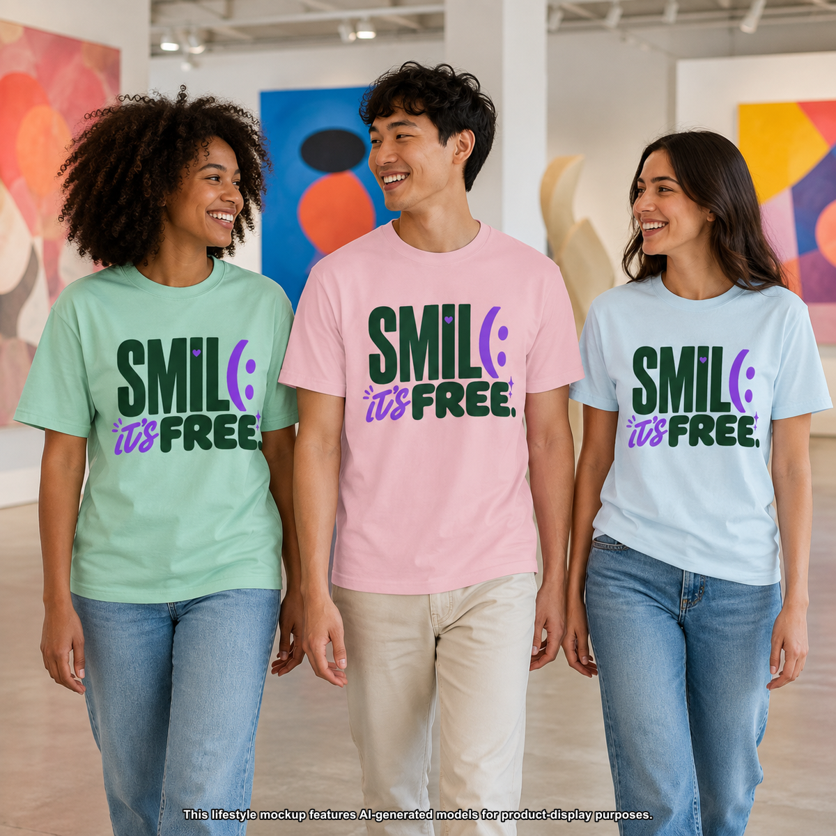SMILE IT’S FREE! Garment-Dyed Graphic Tee