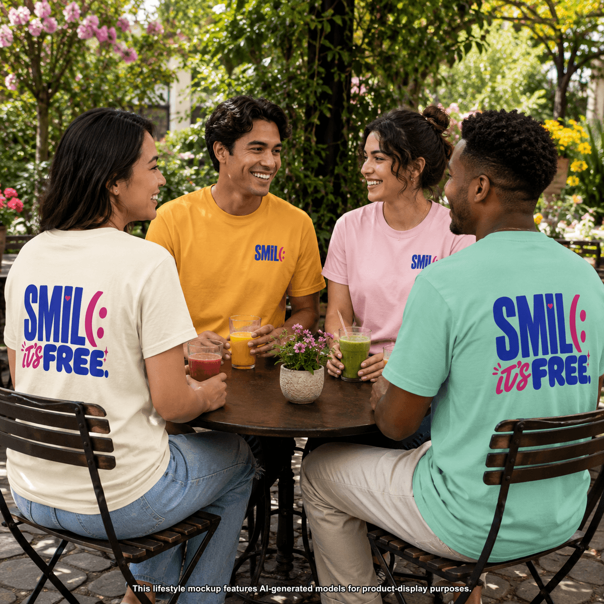 SMILE IT'S FREE! Garment-Dyed Graphic Tee