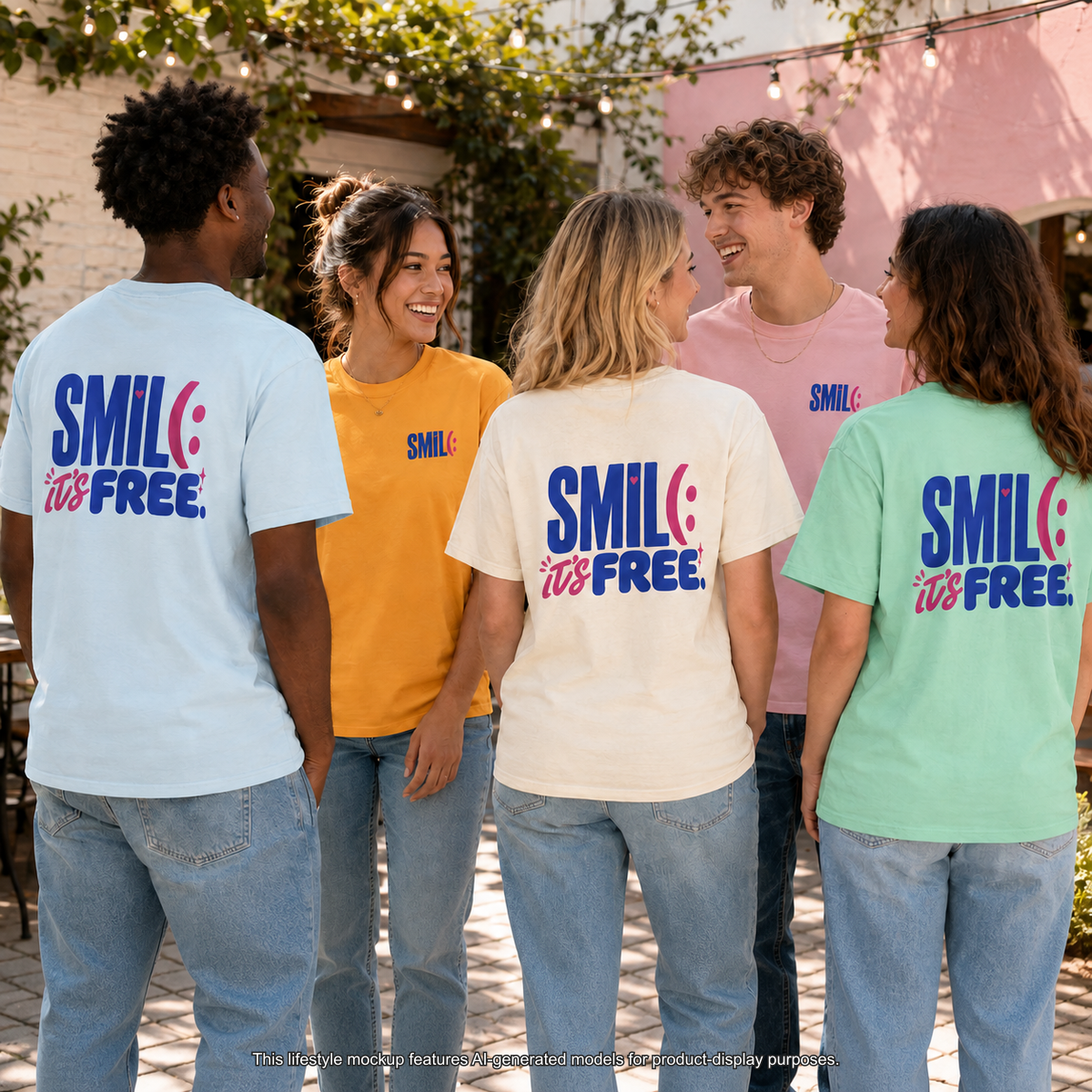 SMILE IT'S FREE! Garment-Dyed Graphic Tee