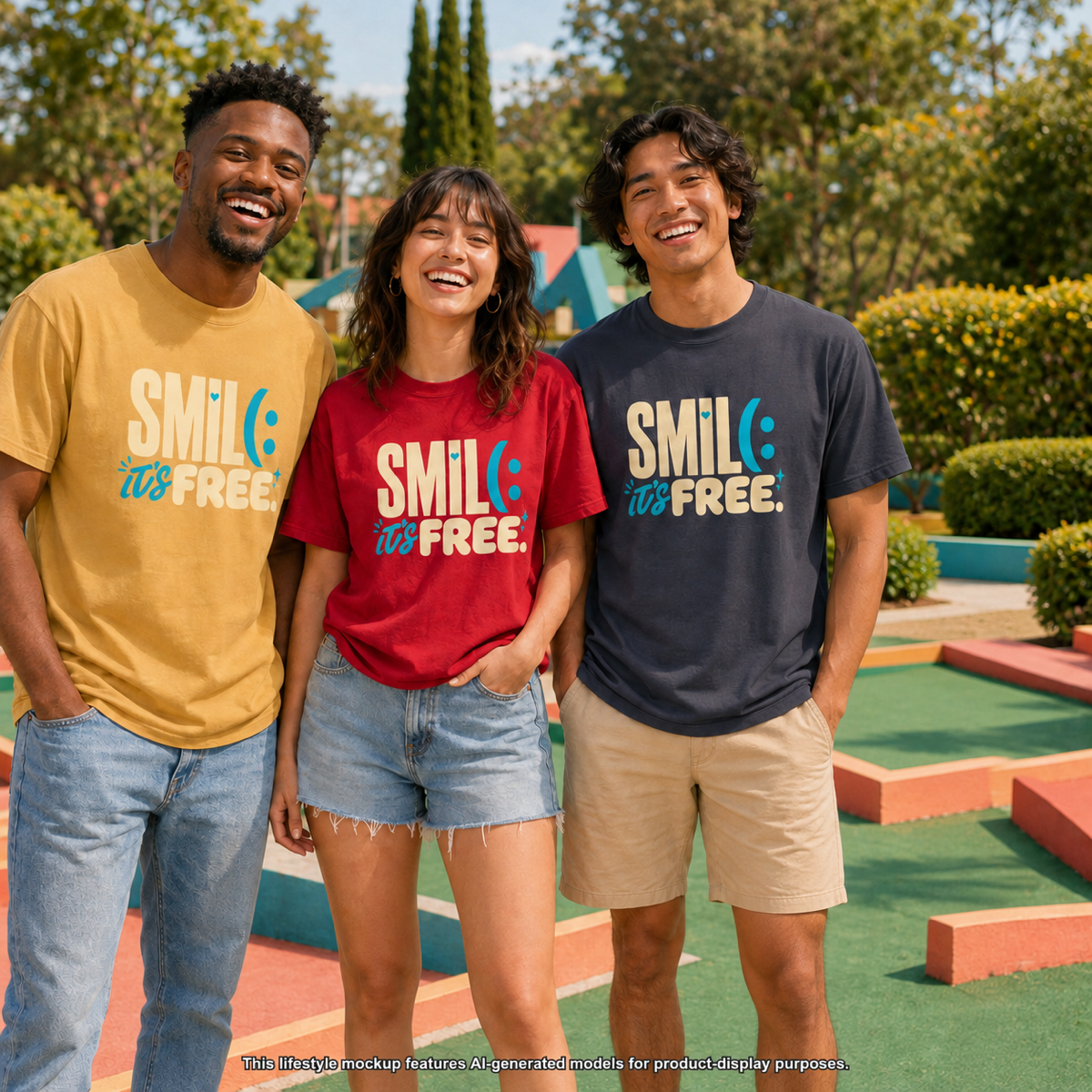SMILE IT’S FREE! Garment-Dyed Graphic Tee