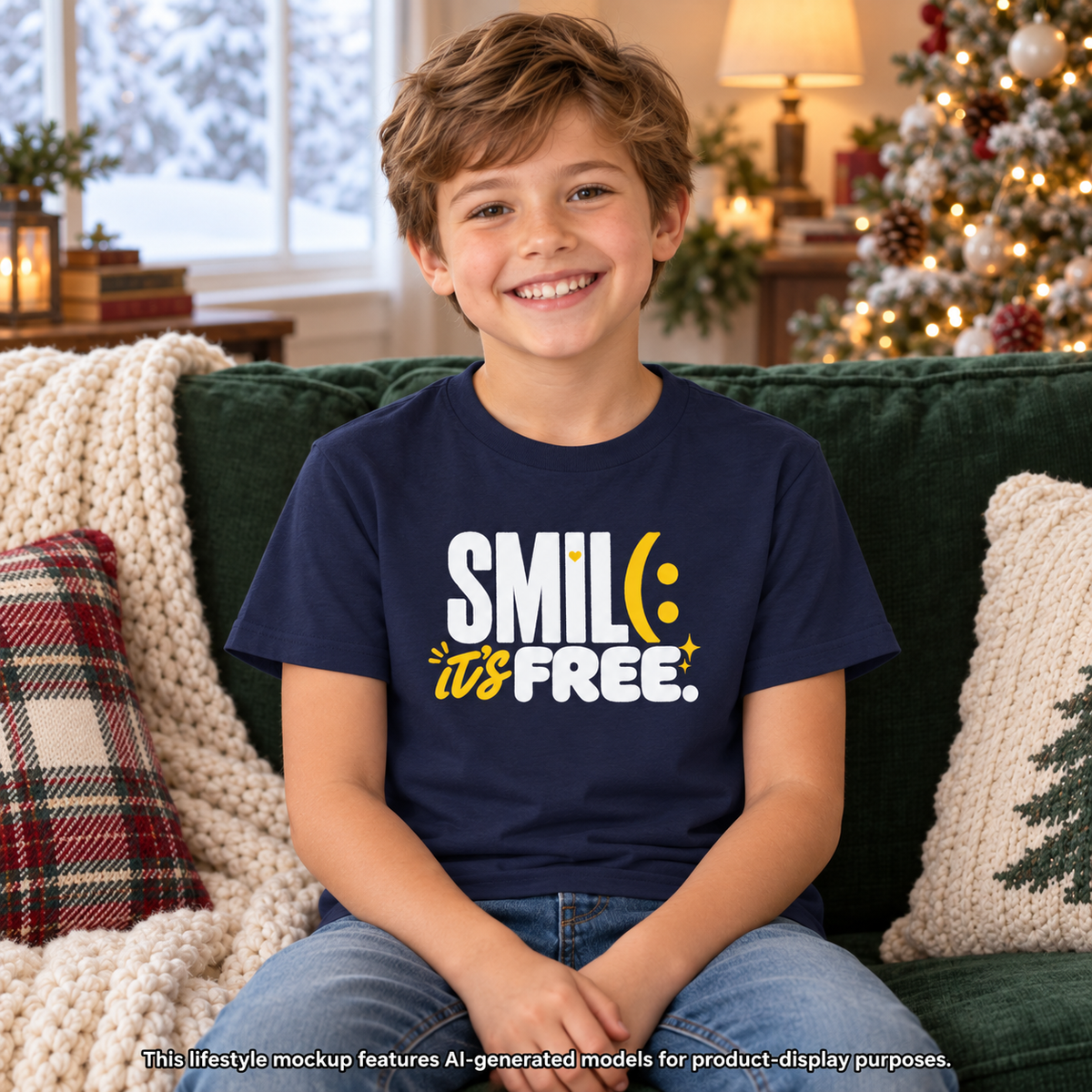 SMILE IT’S FREE! Youth Garment-Dyed Tee