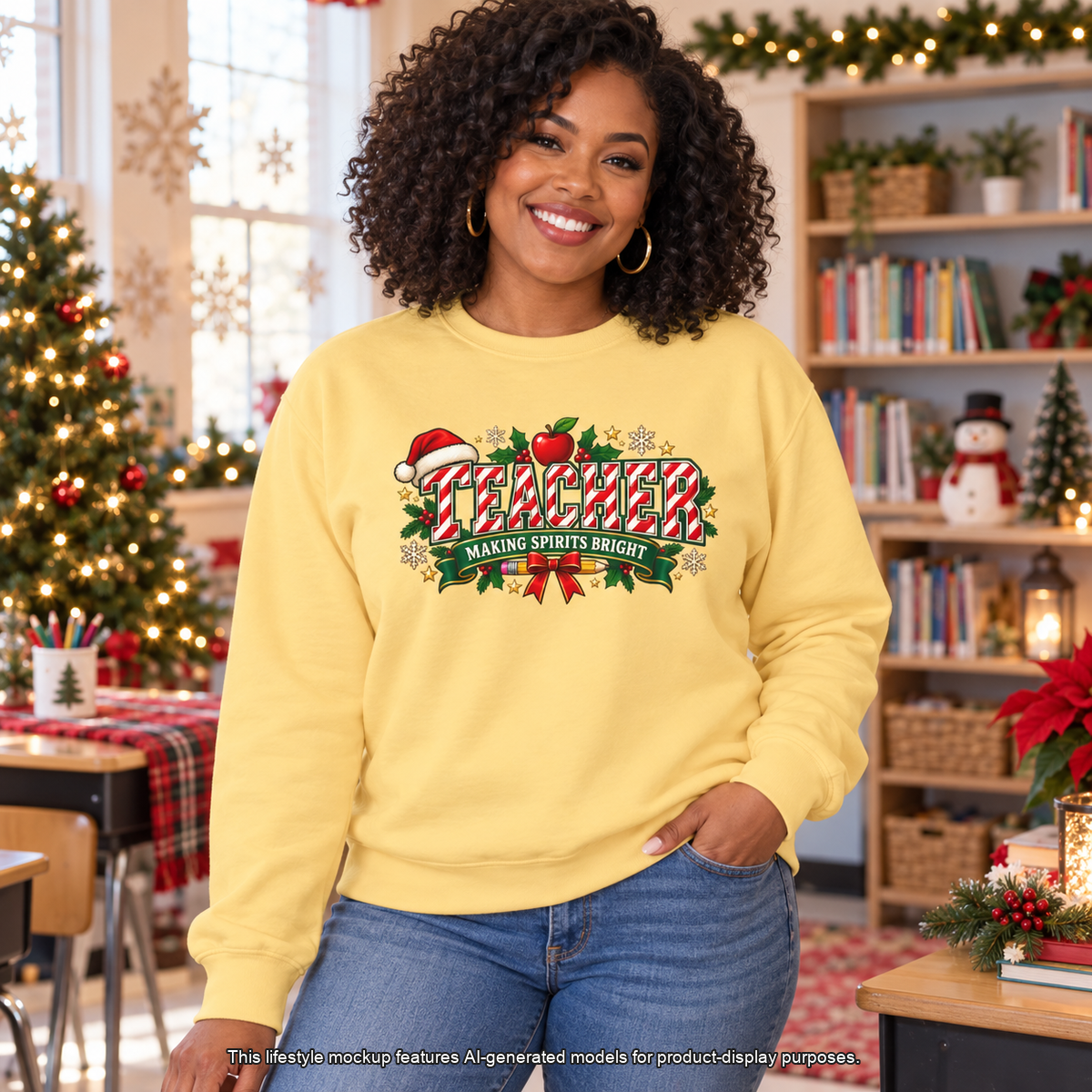 Teacher Making Spirits Bright Christmas Sweatshirt