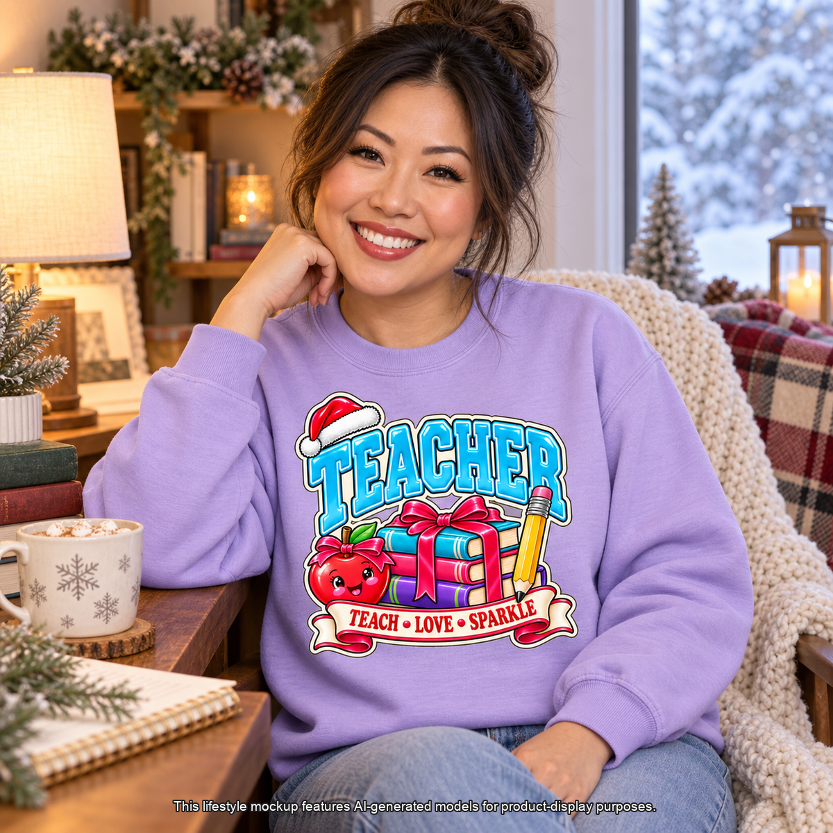 Teach • Love • Sparkle Christmas Teacher Sweatshirt