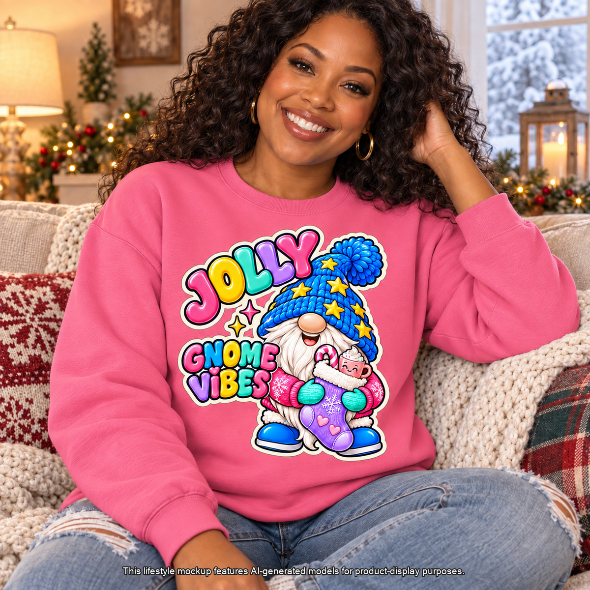 Jolly Gnome Vibes Christmas Sweatshirt