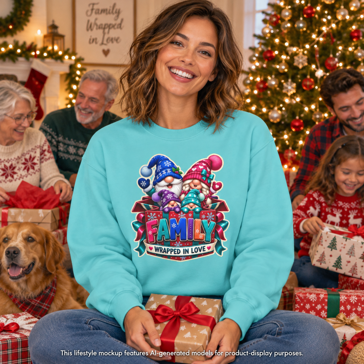 Family Wrapped in Gnome Love Christmas Sweatshirt