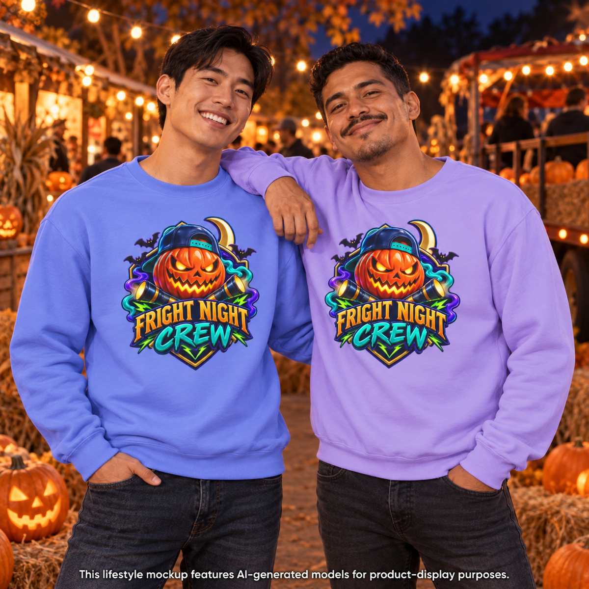 Fright Night Crew Halloween Sweatshirt 🎃 | Pumpkin Halloween Pullover