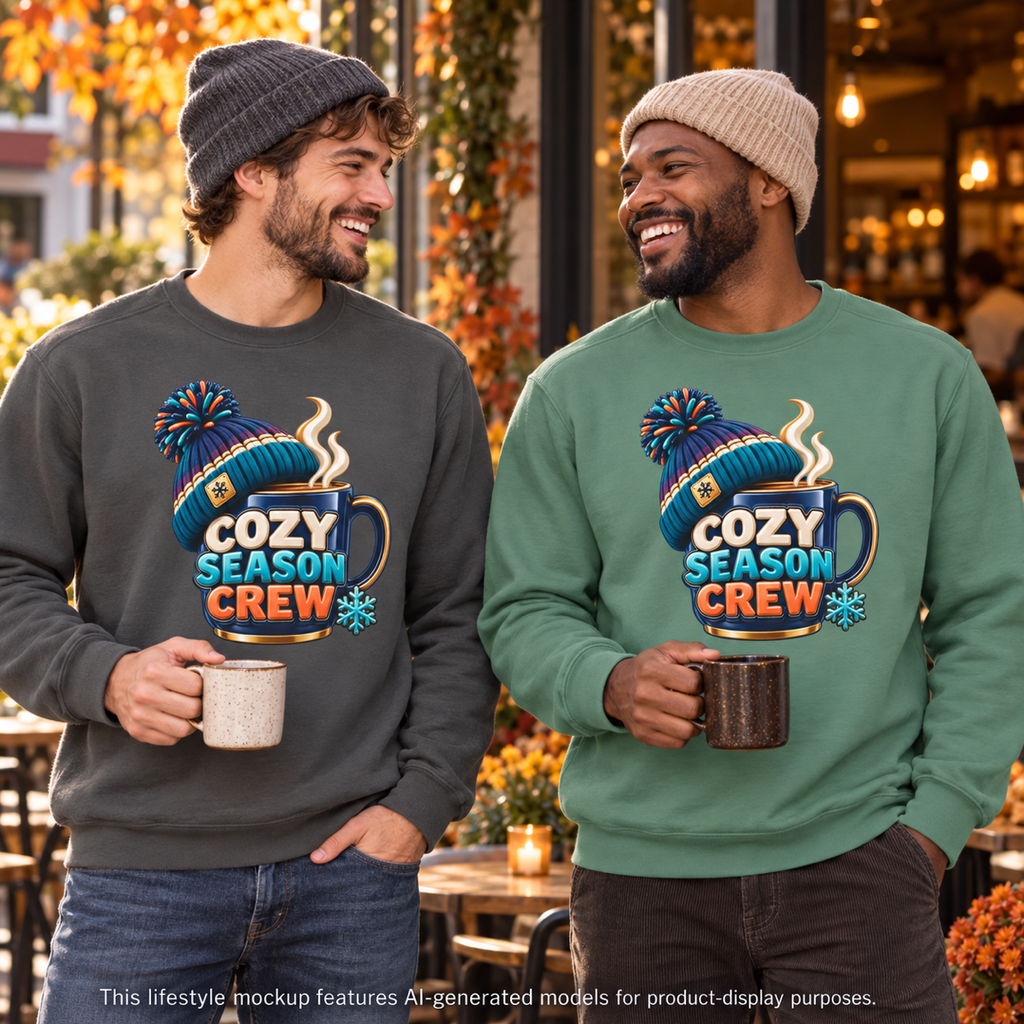 Cozy Season Crew Coffee Lover Sweatshirt ☕️❄️ | Winter Coffee Graphic Pullover