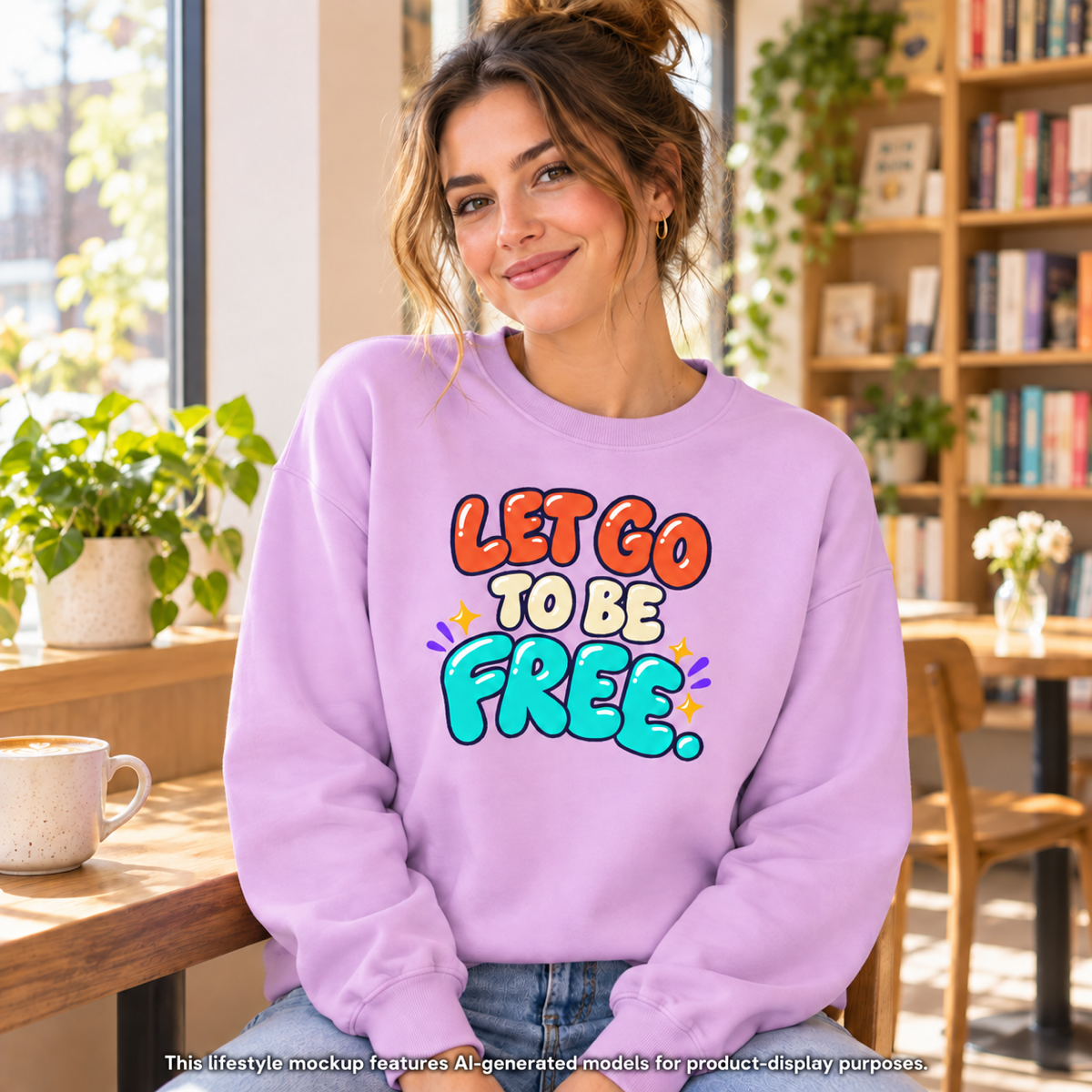 Let Go to Be Free Relaxed-Fit Sweatshirt — Lavender & Gray
