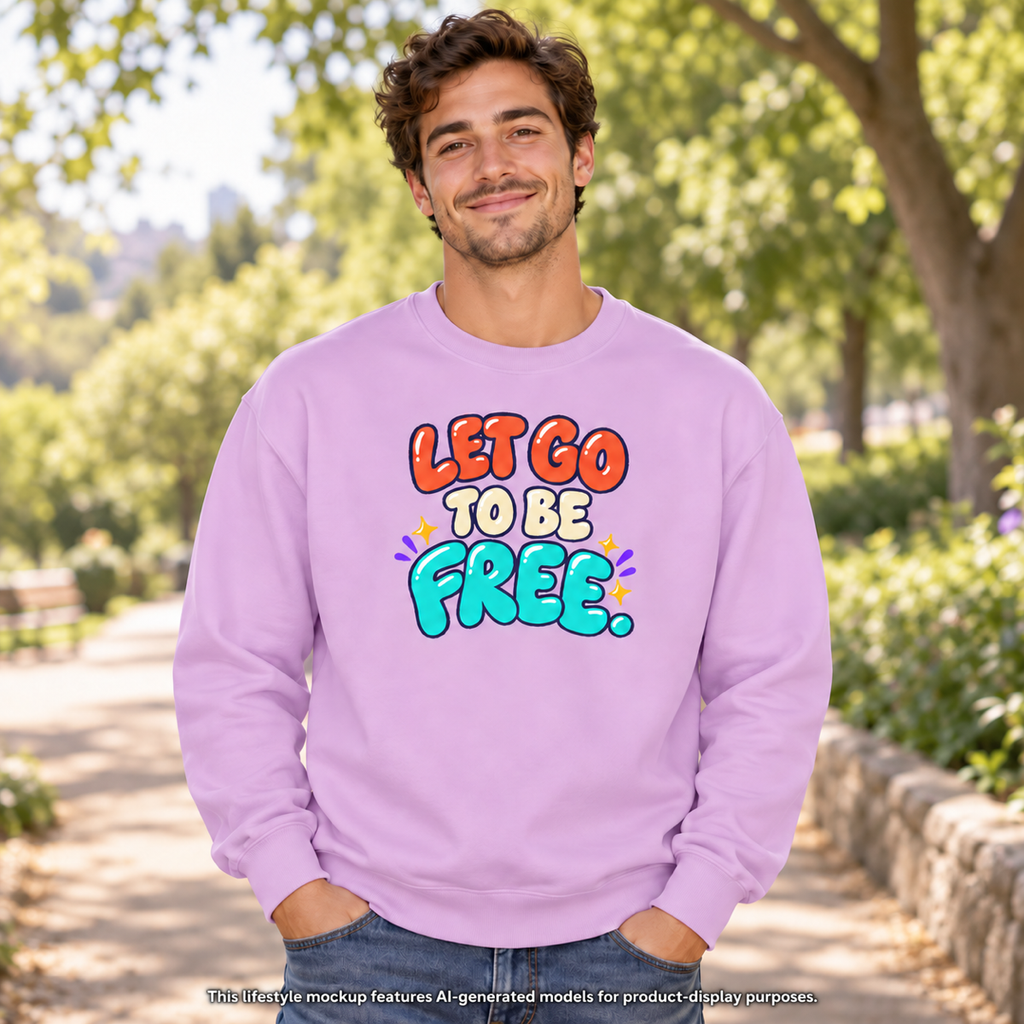 Let Go to Be Free Relaxed-Fit Sweatshirt — Lavender & Gray