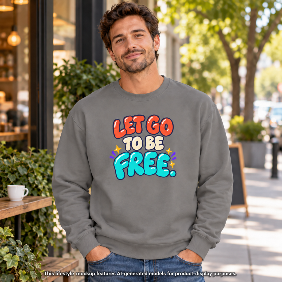Let Go to Be Free Relaxed-Fit Sweatshirt — Lavender & Gray