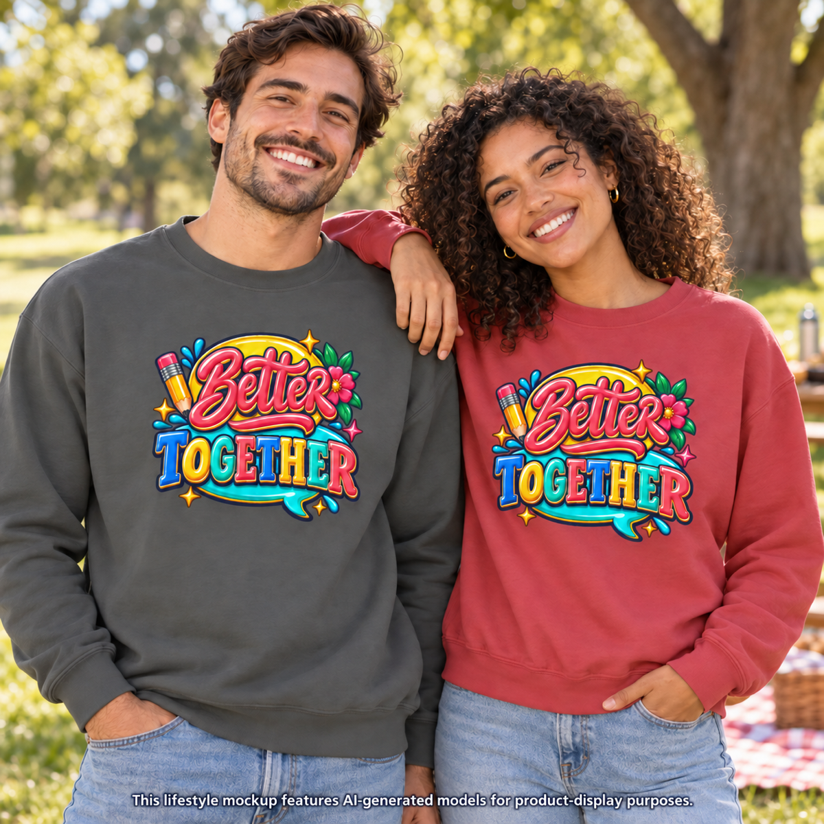 Better Together Sweatshirt Colorful Retro Graphic Crewneck