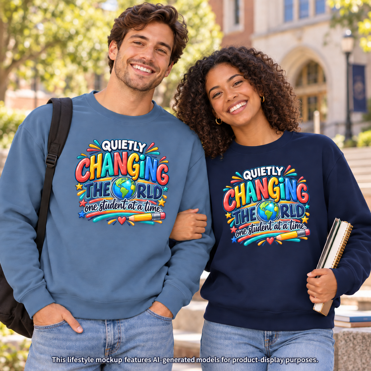 Quietly Changing the World Colorful Sweatshirt - Teacher Appreciation Crewneck