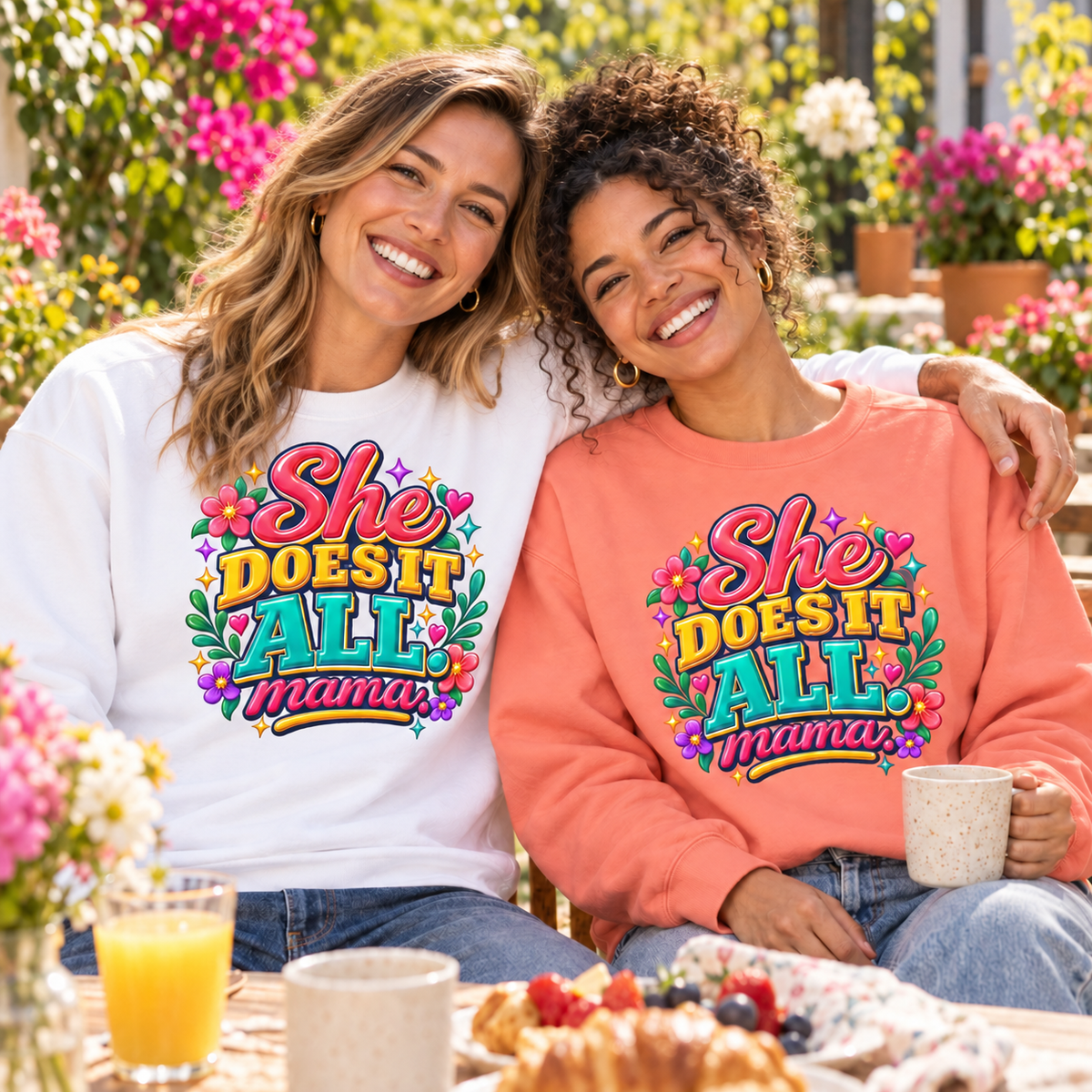 She Does It All Mama Sweatshirt — Floral Mom Appreciation Crewneck