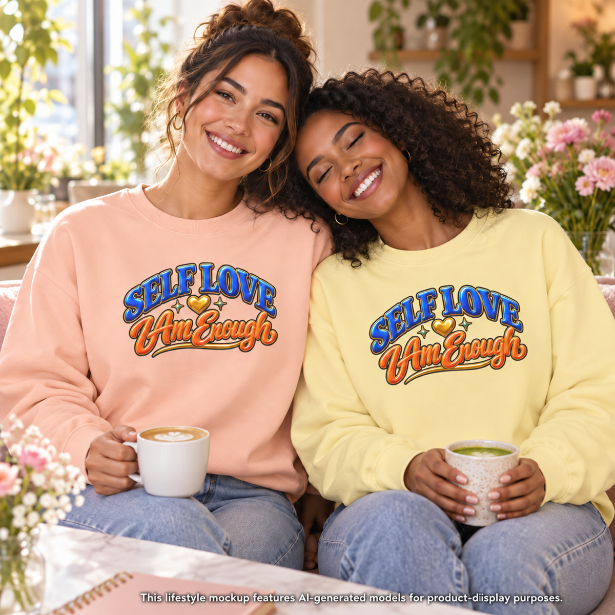 Self Love "I Am Enough" Crewneck Sweatshirt — Retro Positive Message Pullover