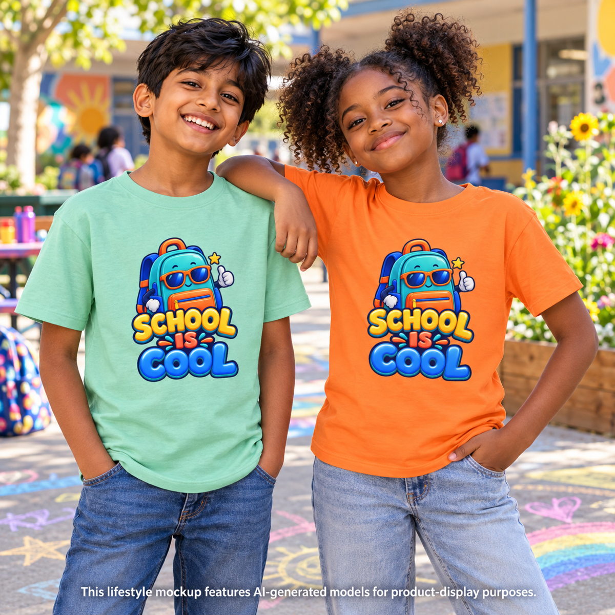 🎒 School Is Cool Backpack Cartoon Kids Tee