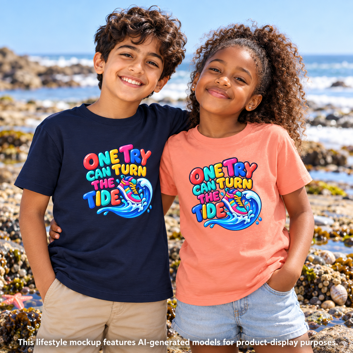 🌊 One Try Can Turn the Tide Colorful Motivational Tee