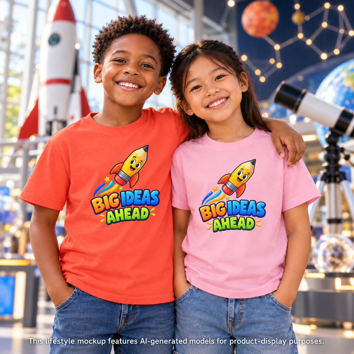 🚀 Big Ideas Ahead Rocket Pencil Kids Tee