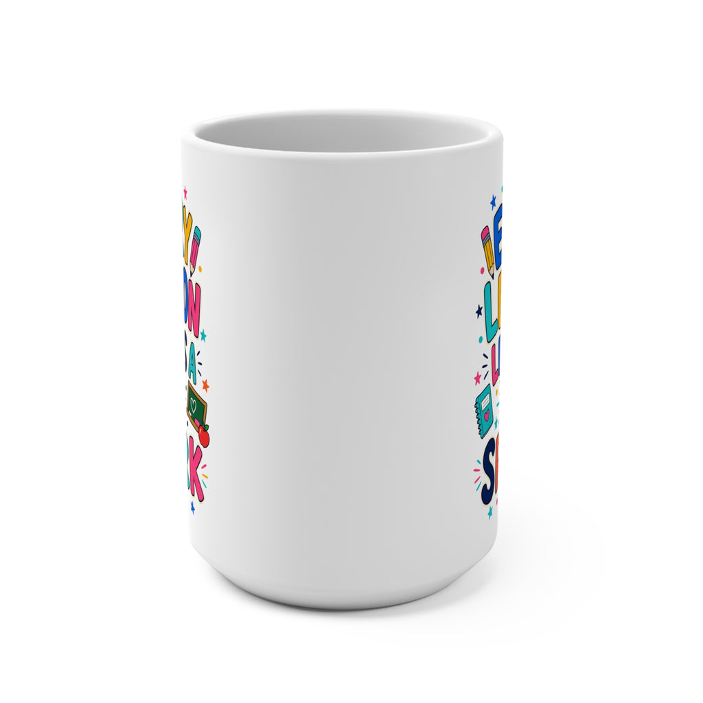 Every Lesson Leaves a Spark Mug - Inspirational Teacher Coffee Cup - Colorful Teacher Appreciation and Back-to-School Gift