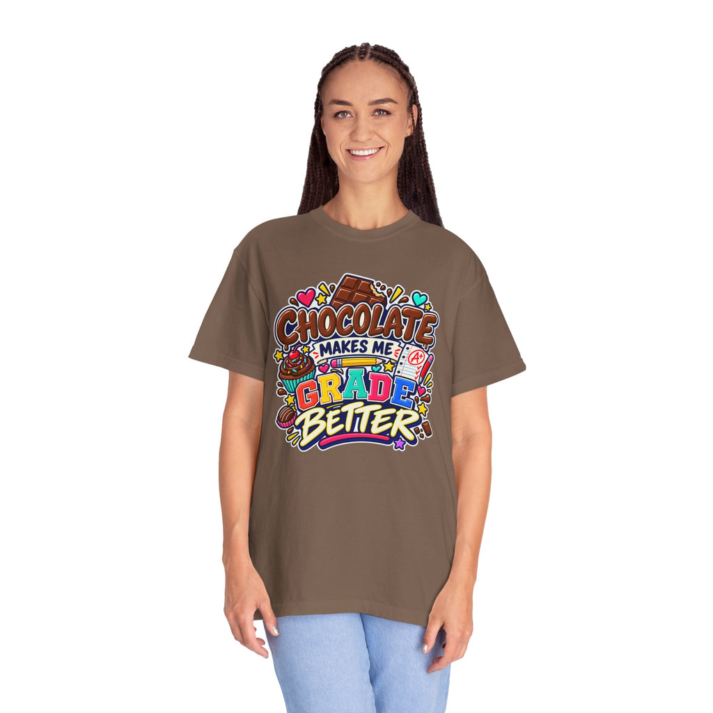 Chocolate Makes Me Grade Better Heavyweight Tee 🍫📚✏️
