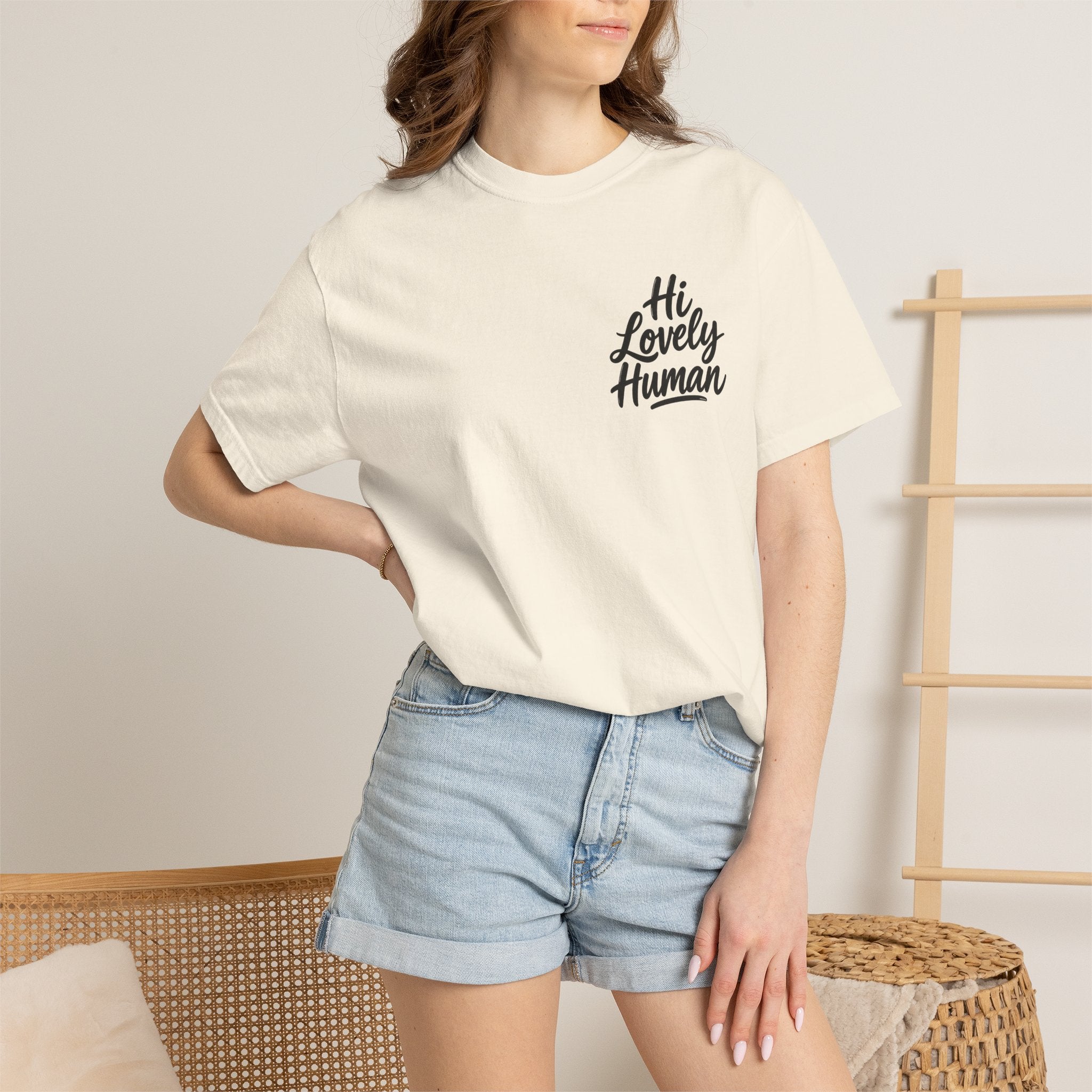Hi Lovely Human T-Shirt – Positive Message Front & Back Adult Tee